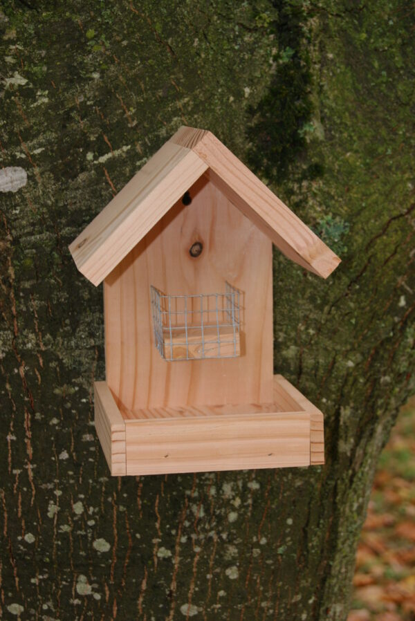 Petite mangeoire en pin douglas pour graines pour oiseaux.France